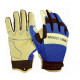 Big Time Products 99516-23 True Grip Hybrid Leather Work Gloves, Pigskin/Spandex, Blue, Men's, Medium