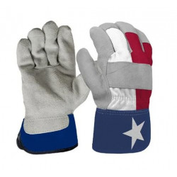 Big Time Products 99537-26 True Grip Leather Palm Work Gloves, Cotton, Texas Flag Pattern, Men's, Large