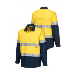 Portwest F145 Iona Enhanced Cotton Shirt, Yellow/Navy