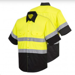 Portwest E067 Two Tone Short Sleeve ANSI Work Shirt, Yellow/Black