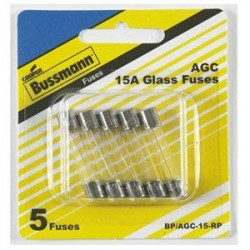 Cooper Bussmann BP/AGC-RP Glass Tube Fuse, Type AGC, Fast-Acting, 250-Volt, 5-Pk.