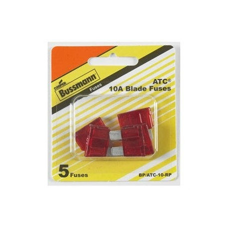 Cooper Bussmann BP/ATC-10-RP Automotive Blade Fuses, Red, 10-Amp, 5-Pk.