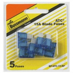 Cooper Bussmann BP/ATC-15-RP Automotive Blade Fuses, Blue, 15-Amp, 5-Pk.