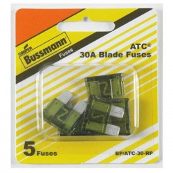 Cooper Bussmann BP/ATC-30-RP Auto Blade Fuse, Green, 30-Amp, 5-Pk.