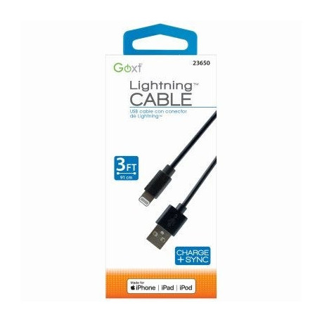 Custom Accessories 23650 Lightning Phone Cable, Apple Certified, Black, 3 ft.