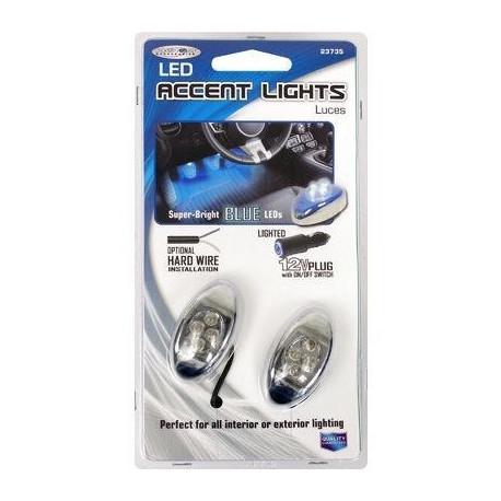 Custom Accessories 23735 Car LED Accent Light, Interior/Exterior, Blue, 2 Pc
