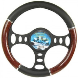 Custom Accessories 35710 Steering Wheel Cover, Black/Wood/Chrome