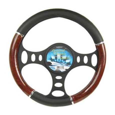 Custom Accessories 35710 Steering Wheel Cover, Black/Wood/Chrome