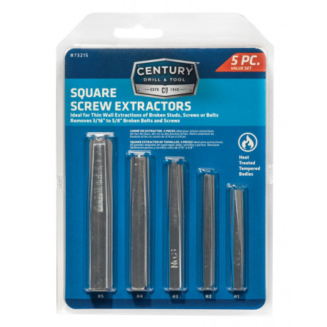 Century Drill & Tool 73215 Square Screw Extractor Set, 5-Pcs.