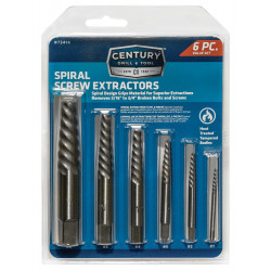 Century Drill & Tool 73414 Screw Extractor Set, Spiral Flute, 6-Pcs.