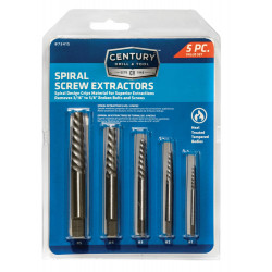 Century Drill & Tool 73415 Spiral Screw Extractor Set, 5-Pcs.