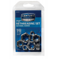 Century Drill & Tool 92931 Rethreading Die Set, Right Hand, Fractional, High Carbon Alloy Steel, 7-Pcs.