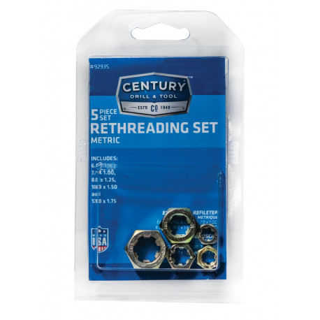Century Drill & Tool 92935 Rethreading Die Set, Right Hand, Metric, High Carbon Alloy Steel, 5-Pcs.