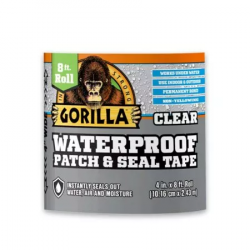 Gorilla 107261 Waterproof Patch & Seal Tape, Clear, 4" x 8'