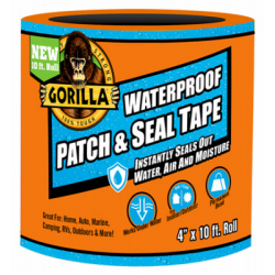 Gorilla 4612502 Gorilla Waterproof Patch & Seal Tape Black,4" x 10'
