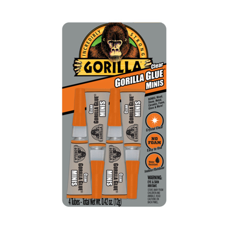 Gorilla 4541702 Glue Minis, Clear, 3-gm., 4-Pk.