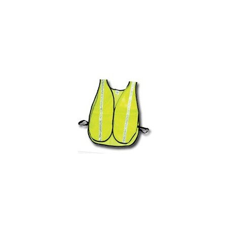 Mutual Industries Non-ANSI High Visibility Soft Mesh Safety Vest - (Lime) 1" Silver Reflective Stripe