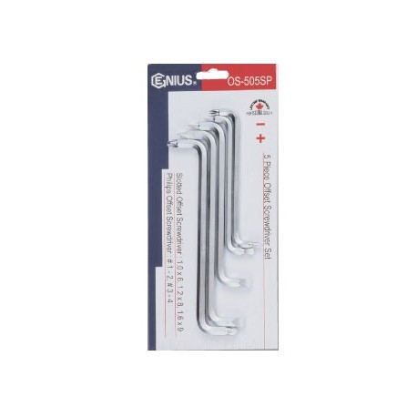 Genius Tools OS-505SP 5PC Slotted & Philips Offset Screwdriver Set