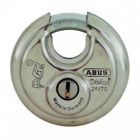2x ABUS Diskus Padlock Slope Castle Curtain Lock 20/70 Keyed Alike Card 