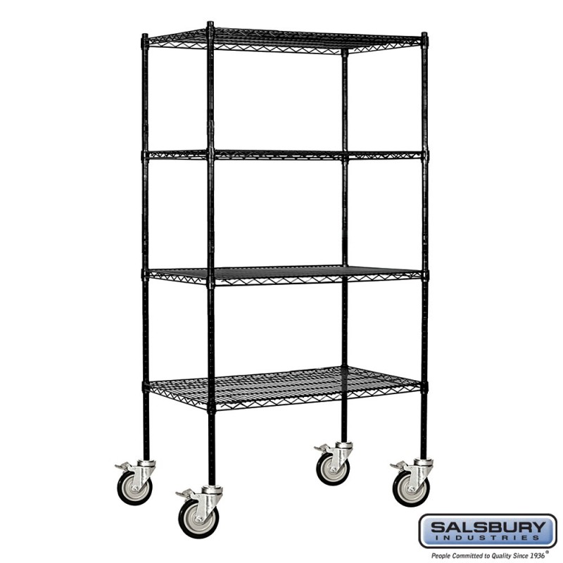 Salsbury Tall Wire Cart Mobile Shelving, 36 Deep Wire Shelving